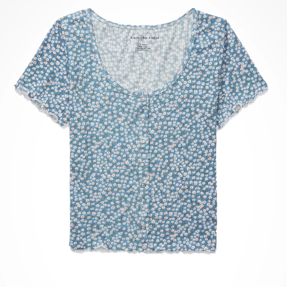 AMERICAN EAGLE NWOT FLORAL SNAP FRONT BABY TEE SIZE SMALL